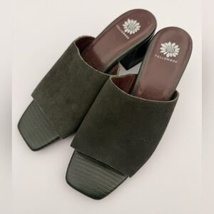 YellowBox Green Suede / Snake Skin Chunky Sandals